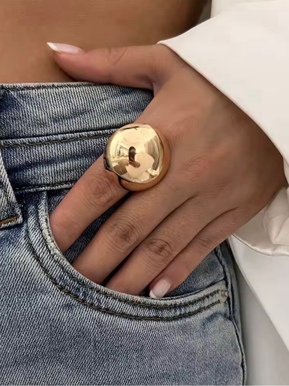 Zara Gold Dome Statement Ring - Women Jewelry